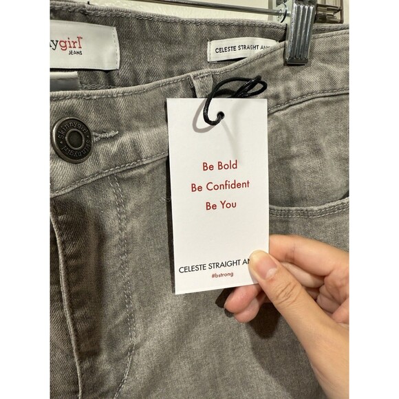 Skinnygirl Celeste Straight Ankle Raw Hem Jeans Gray Glitter Stripe Size 30/10 - Picture 5 of 9